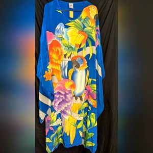 Hand Painted Blue Silk Kaftan